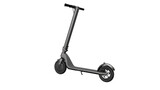 Modern gray electric scooter with black wheels and handlebars