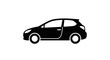 © Zajo - Vector illustration of black silhouette of a small hatchback car icon on a transparent background