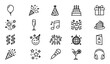 © MDSUJON - Party, celebration, birthday and event line icons set