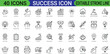 © mdjalal - Set of forty success and business growth line featuring symbols of achievement leadership strategy and innovation on a white background with black outlines