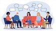 © Uttpol Saha - Group Therapy Session and Support Group Vector Illustration.