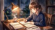 © Ricardo24 - Cozy Study Session on a Rainy Night