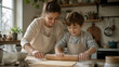 © Jong-Maestro - A happy mother and her son are baking together in a kitchen, enjoying quality time and creating delicious treats.