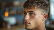 © Zypher-graphics - Close-up portrait of a handsome young man with striking blue eyes and modern haircut
