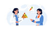 © Timothy - Doctor explaining healthy eating pyramid and nutrition to a patient, vector illustration