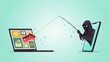 © ABDUL - Cyber criminal stealing credit card data using a digital fishing rod