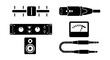 © Mimi - Audio Equipment Icons: Mixer Sliders, XLR Connector, Amplifier, VU Meter, Speaker, Cable
