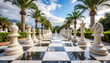 © stal - Giant chess set outdoor palm trees