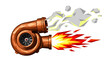 © renny - Turbocharger with flames and smoke.