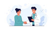 © Harley - Doctor and Patient Shaking Hands, Healthcare Consultation, Medical Check-up, Vector Illustration