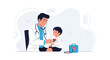 © Jeje - Doctor Examining Child with Stethoscope, Healthcare Concept Illustration