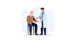 © Antika - Doctor measuring blood pressure of an elderly man, medical check-up illustration, healthcare concept