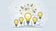 © RARIF - Innovation and Idea Generation Concept with Glowing Light Bulbs and Icons
