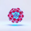 © antishock - Abstract geometric object. Pink facets surround bright blue core. Soft lighting creates subtle shadow, clean background.