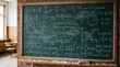 © ashan - Mathematical equations on green blackboard in classroom