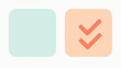 © Muhammad - Minimalist comparison icons featuring an empty pastel square and a peach square with double checkmarks for verification