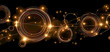 © exclusive.com - Glowing golden circles and lines on black background abstract technology and innovation concept with sparkling lights