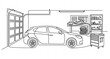 © MdMainul - Garage interior one line art icon vector illustration