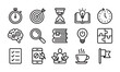 © MdShohidul - Productivity and time management line icons set, efficient work and focus symbols.