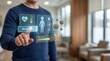 © poenk - Man Interacting with Futuristic Wellness Interface for Health Monitoring.