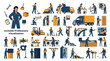 © HDAI - Invisible Professions Visualization set, essential service workers and manual labor characters, diverse industrial staff vector illustrations