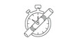 © Wachidatun - Stopwatch with rolled paper and 'no' symbol, representing time-out or deadline concept