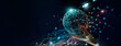 © ipopba - Abstract, Big data network and AI technology, Algorithm and deep learning, Innovation and Data science, Businessman touch a data flow on global network and Fast connection. The world is in your hands.