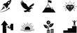© bipul stok - Black silhouette business success and achievement icon set featuring rocket, mountain peak, and growth symbols