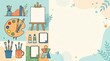 © Kinong - Artist tools and easel background with copy space for creative projects