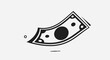 © Ruhul - Stylized black and white icon of a single paper money bill floating in the air representing finance wealth or monetary transactions.