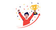 © Keong - Man holding trophy in celebration.