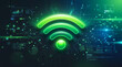 © Muhammad Umar - Glowing green WiFi symbol on circuit board background