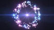 © noonekoon - Glow crystal ring frame with lens flare on black background 黒背景に輝くクリスタルリングとレンズフレアの抽象背景イラスト