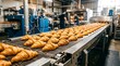 © IF TI.com - Industrial bakery production line with rows of fresh croissants on a conveyor belt in a food factory