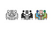 © Shofikul Stock - Professional meeting consultation concept icons with consultation business discussion document agreement cooperation partnership collaboration