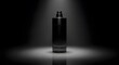 © Farid - Luxury minimalist black glass perfume bottle mockup sitting under spotlight 3D render