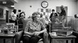 © Alexey - Elderly woman sitting in nursing home room looking at bird in cage. Nostalgic senior female remembering youth with old framed family photos. Concept of loneliness in age and social isolation.