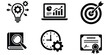 © MDANISUR - Business strategy icons with light bulb, laptop, target, book, clock and certificate