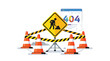 © Aan - Website 404 Error Page Illustration with Construction Cones and Maintenance Sign