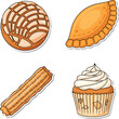 © Vira - Freshly fried golden churro pastry with sugar coating in a vector style
