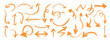 © Rahima - Hand drawn doodle set of orange arrows pointing in different directions