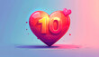 © Boya - Glossy red heart with number ten for anniversary or social media milestone celebration.