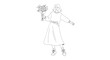 © Bocil - Woman Holding Bouquet of Flowers Illustration.