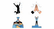 © Raya - A graphic illustration of four celebratory scenes of people rejoicing