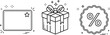 © vector design  - E commerce discount promotion vector set with blank membership voucher gift box present and percentage sale badge icon