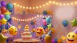 © Shree Ganesha - 3D Emoji Birthday Party Celebration with Cake and Balloons