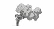 © Nabil - A stylized illustration of a tree with a thick trunk and sprawling smoke-like foliage