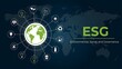 © Soyaeb - A global infographic illustrating Environmental, Social, and Governance concepts around the Earth.