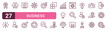 © Felix - Set of 27 outline Business Development icons for modern UI, landing pages and digital services. Editable stroke collection with badge, person, project manager, search, idea and chess piece.