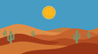 © Creative Layer - Flat design desert landscape with saguaro cacti, dunes, and sun